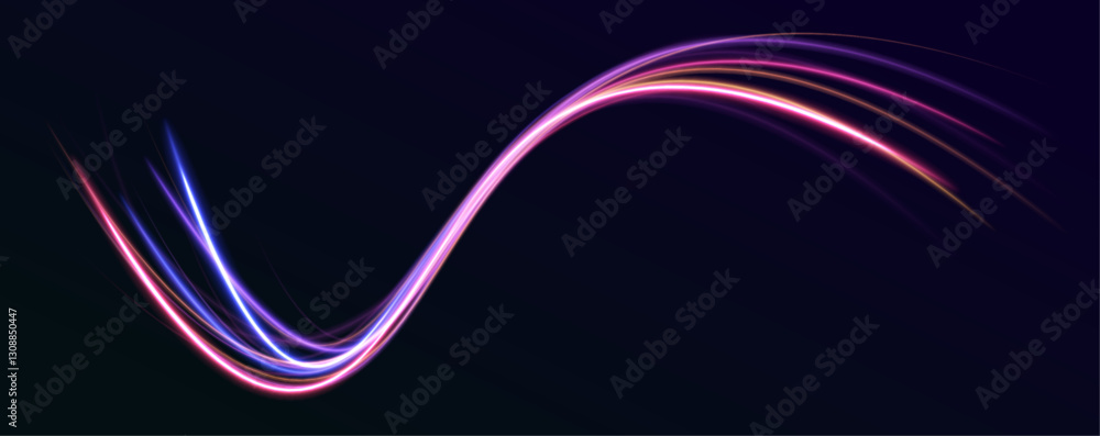 Fototapete Blue light streaks with fiber optics and speed lines create a futuristic background for 5G or 6G wireless data transmission. High-speed internet concept. Abstract design for modern technology.