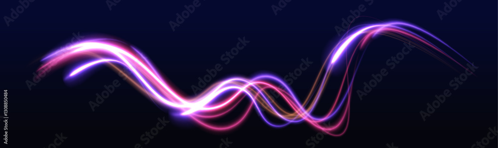 Poster Speed lines and glowing rays for 5G wireless transmission in an abstract, high-tech design. Luminous trails highlight fast internet speed and modern data transfer technology.