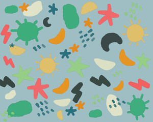 stars moon sun lightning doodle