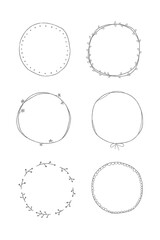 Leafy doodle sticker design element set