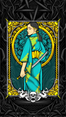 samurai girl illustration for t shirt design