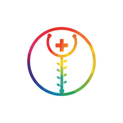 Leaf stethoscope vector logo design. Suitable for health, natural and leaf symbol