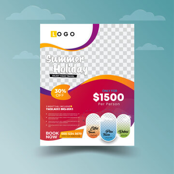 Travel Flyer or Poster Template design layout, Travel agency flyer vector posters for business. Travel poster or flyer brochure design layout, Holiday vacation travel flyer template,