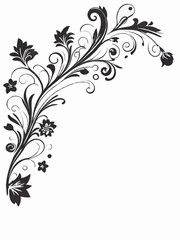 floral ornate design element vector with white area for decoration 