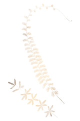 Shimmering golden fern leaf sticker overlay design resources
