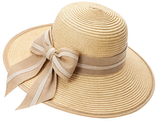 women's straw hat with ribbon and bow made