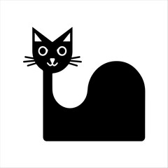 minimalist silhouette of a cat in black and white