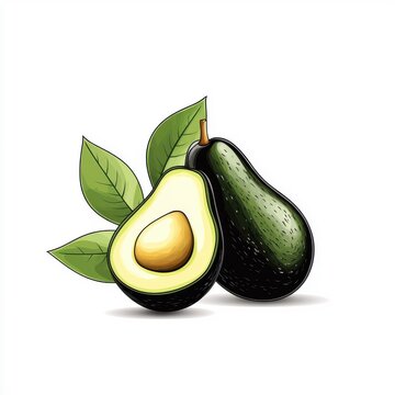 recommend clip art: Continuous line art drawing of avocado, isolated on a white background.