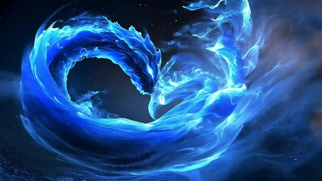 Cosmic Blue Dragon Flame in Space