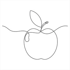 Single continuous line drawing of apple fruit Minimalist style apple fruit line art design vector illustration