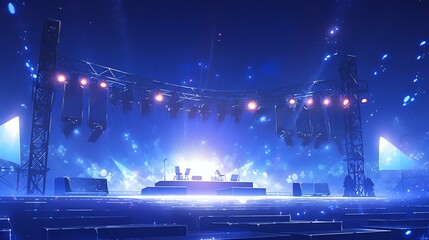 Concert stage blue light starry night