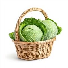 Fototapeta premium Basket of cabbage, isolated on a white background.