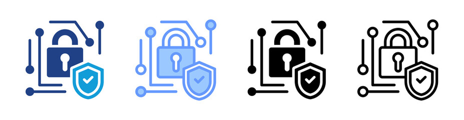 Cyber Security icon set multiple style collection
