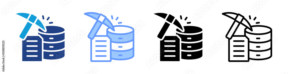 Poster Data Mining icon set multiple style collection