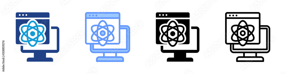 Aufkleber Quantum Computing icon set multiple style collection