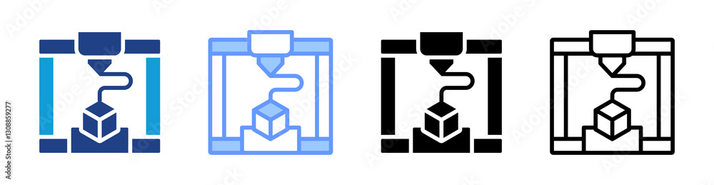 Aufkleber 3d printing icon set multiple style collection