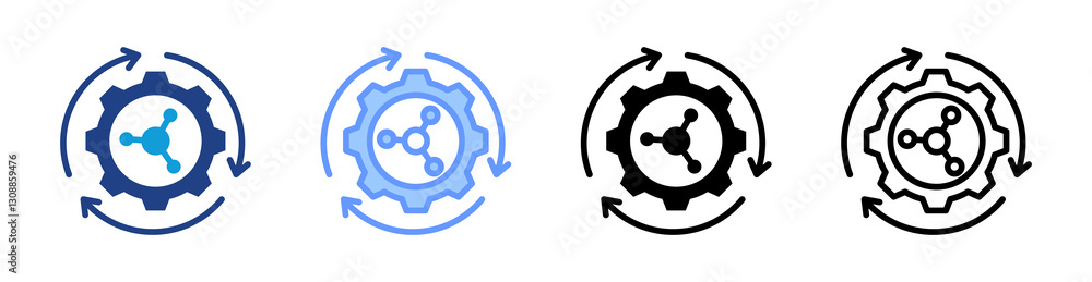 Poster Nanotechnology icon set multiple style collection