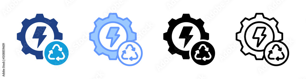 Aufkleber renewable energy technology icon set multiple style collection
