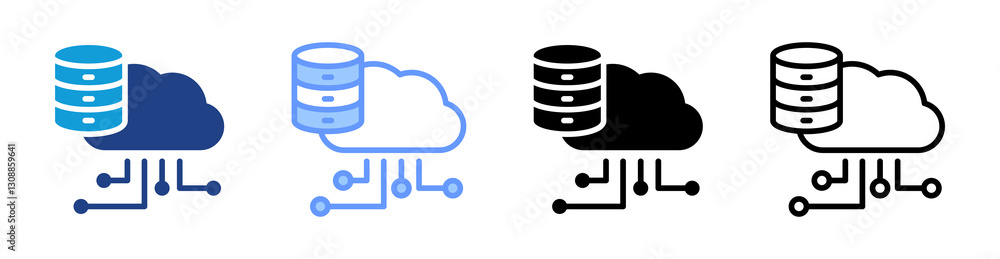 Poster cloud storage icon set multiple style collection