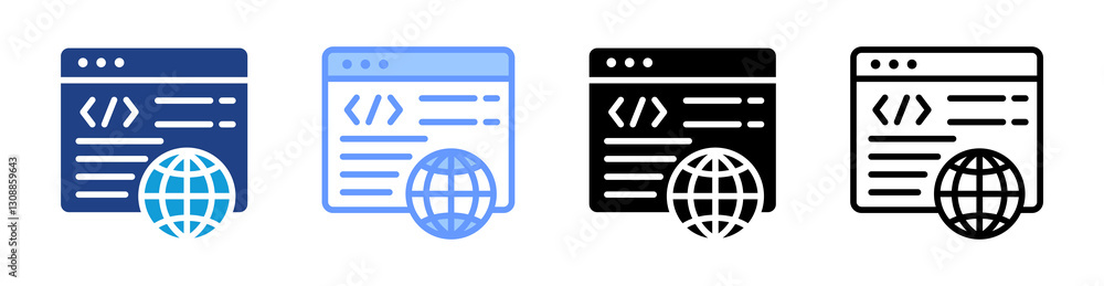 Poster Web Development icon set multiple style collection