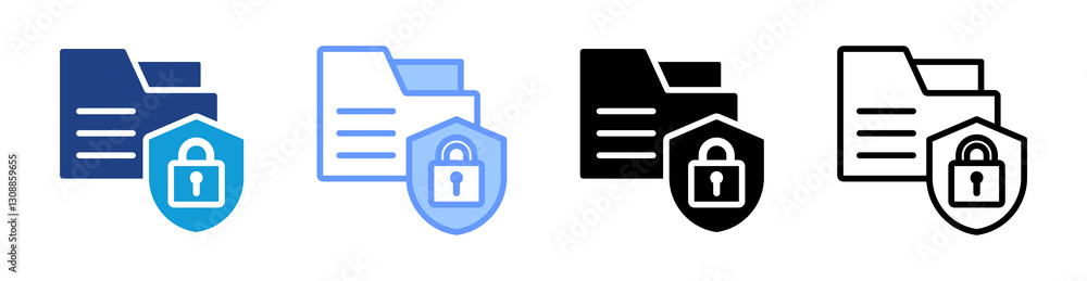 Poster Data Security icon set multiple style collection