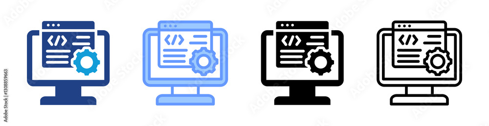 Aufkleber Software Development icon set multiple style collection