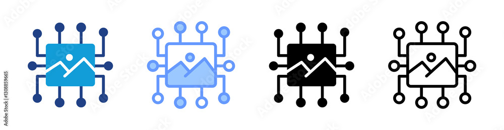 Aufkleber digital imaging icon set multiple style collection