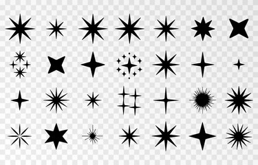 Sparkle star icon, a collection of star sparkle vectors, shining and twinkling icons, plus sunburst star shapes. Abstract magic light flare and vector star icon templates pack provided as PNG files on
