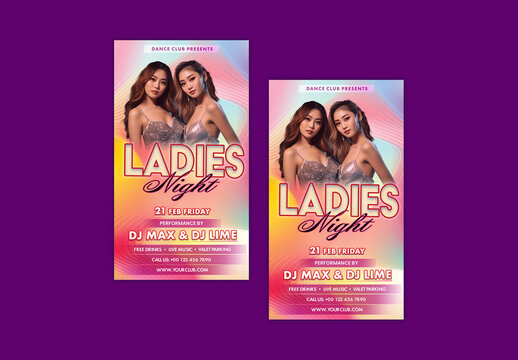 Ladies Night Party, Editable Social Media Story for Club, Disco and Upcoming Night Parties.