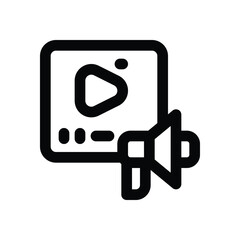 video marketing line icon. Clean and minimalist vector icon for websites, mobile apps, presentations, and logos. Fully scalable and customizable for any project.