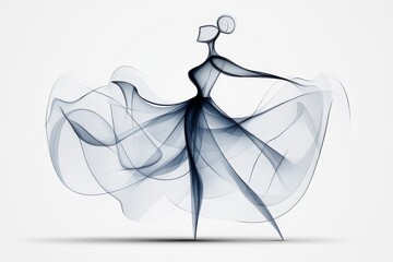 A simple outline of a dancer in a folklÃ³rico dress, with flowing lines representing movement and celebration