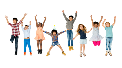 Happy diverse kids png sticker, transparent background