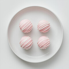 Obraz premium Elegant plate of pink and white confectionery delights, perfect for special occasions and sweet indulgence