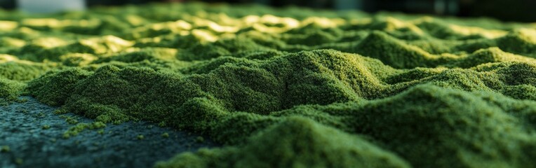 Moringa powder spread across a surface with rich green texture