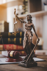 Lady justice,Law theme, mallet of the judge, law enforcement officers, evidence-based cases and...