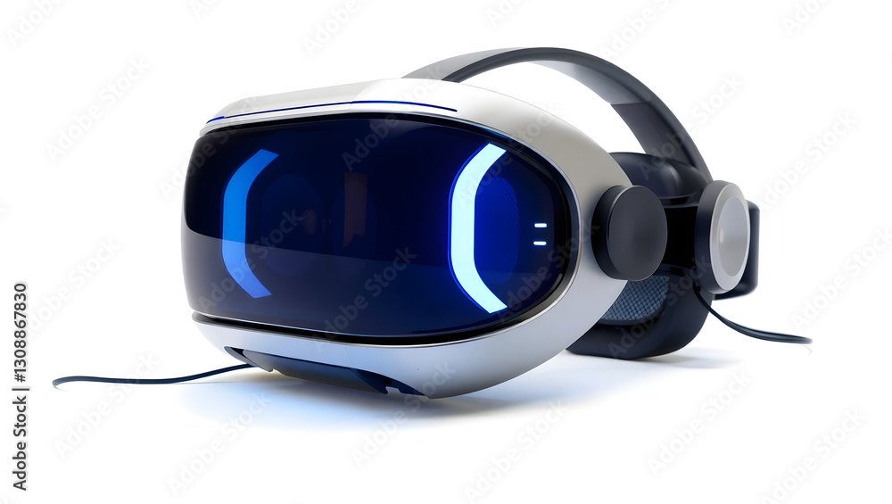 Poster a modern virtual reality headset with its immersive display ready for use. the device is sleek and f