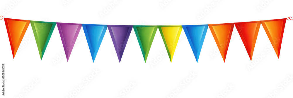 Wall mural vibrant triangular bunting flags on transparent background