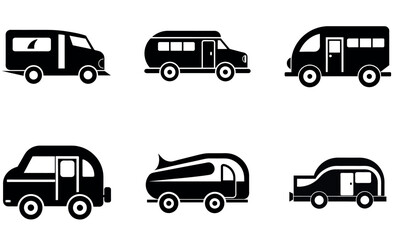 Vector Illustration of Various Black Silhouette Vehicles
