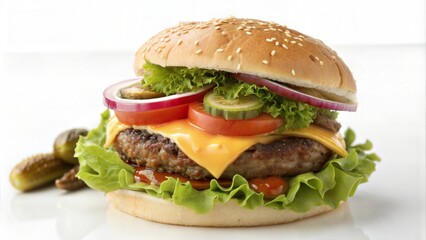 hamburger on a white plate