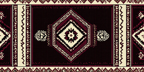 Seamless Qatari Sadu Textile Pattern with Traditional Geometric Weaving for Fabric, Interior Design, or Crafts