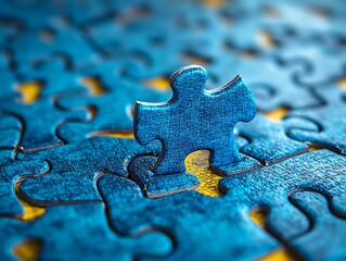 Blue puzzle piece in place