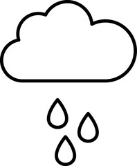 Rain under Cloud Outline Sign for Graphic and Web Design, Apps, Adverts, Various Cards