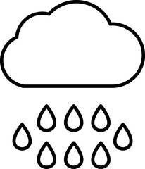 Rain under Cloud Outline Line Icon for Graphic and Web Design, Apps, Adverts, Various Cards