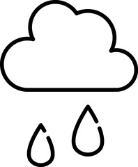 Rain under Cloud Outline Linear Sign for Graphic and Web Design, Apps, Adverts, Various Cards