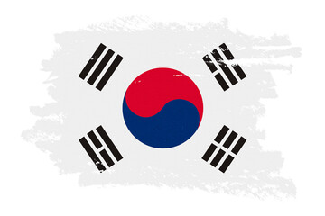 South Korean flag png sticker, paint stroke design, transparent background