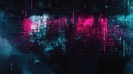 Obraz premium A vibrant, abstract representation of a wall with a blend of pink and blue hues, creating a dynamic and moody atmosphere.