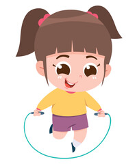 Girl Jumping Rope. Skipping activity