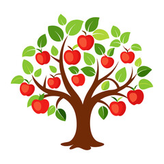 A apple tree with apple isolated on transparent background
