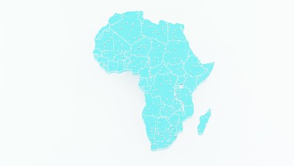High-quality 3D animation of the African continent with a detailed map and realistic terrain. Perfect for geographic visualizations, educational projects, cartography, and digital mapping