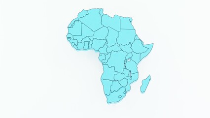 High-quality 3D animation of the African continent with a detailed map and realistic terrain. Perfect for geographic visualizations, educational projects, cartography, and digital mapping